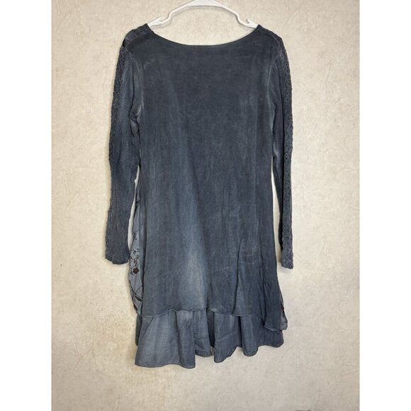Tunic Top Lagenlook Mix Media Embroidered Boho Hippie Fairy Witchy Grunge MEDIUM - Picture 3 of 12